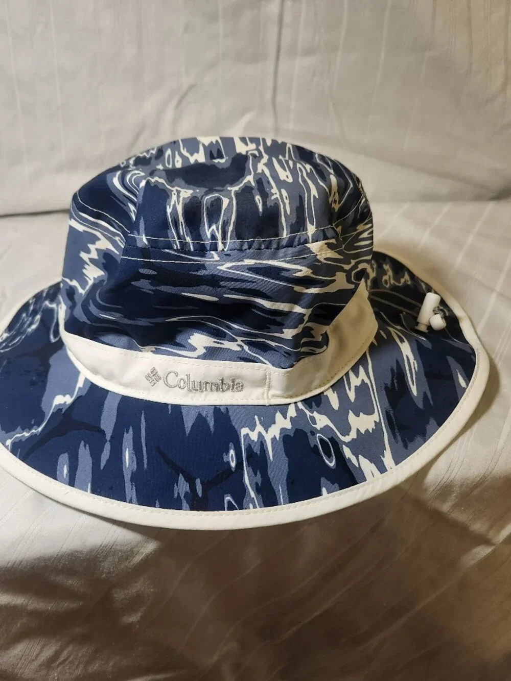 Columbia Youth Unisex PFG Booney Hat Blue White Water Camo Sun Bucket Cap O/S